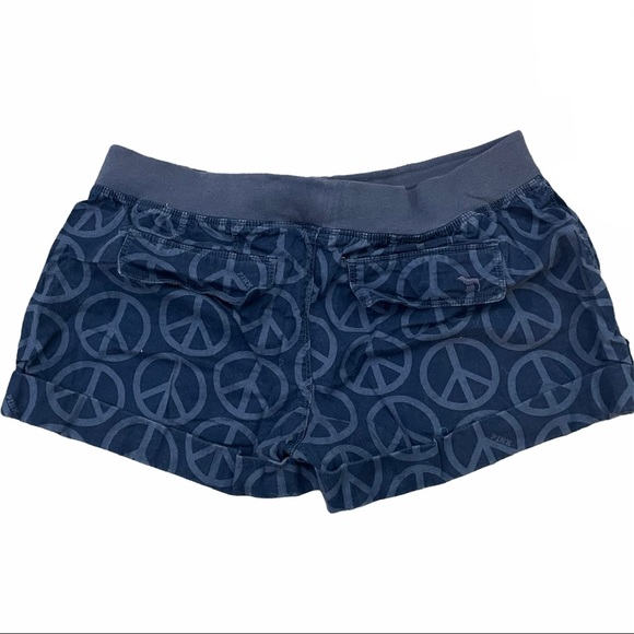 PINK Victoria’s Secret Navy Peace Sign Printed Elastic Waist Shorts - Picture 2 of 6